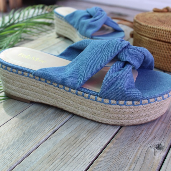 Shoes - 🚨//The Hazel//Blue knotted denim Espadrille
